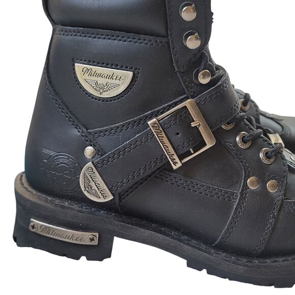 Milwaukee Motorcycle Men's Black Road Captain Boots SZ 7 - Picture 4 of 11